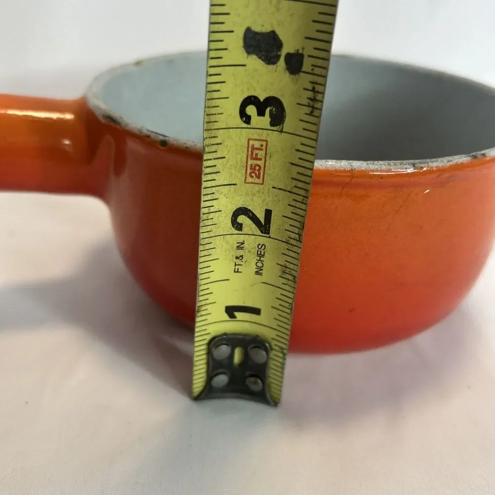 Vintage 60s DESCOWARE Butter Warmer Pot Flame Orange with SPOUT and LID
